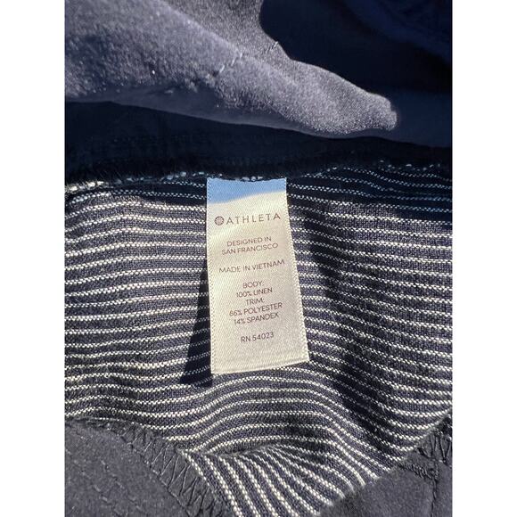 Athleta Pants Blue Stripe Bali Linen Nautical Beachy Coastal Grandma Summer - Picture 8 of 8